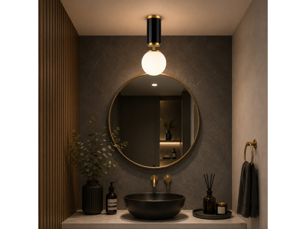 "Moira" Metal Ceiling Light - 15 x 15 x 38 cm - Black