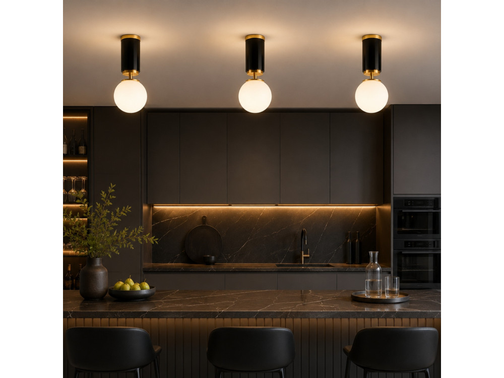 "Moira" Metal Ceiling Light - 15 x 15 x 38 cm - Black