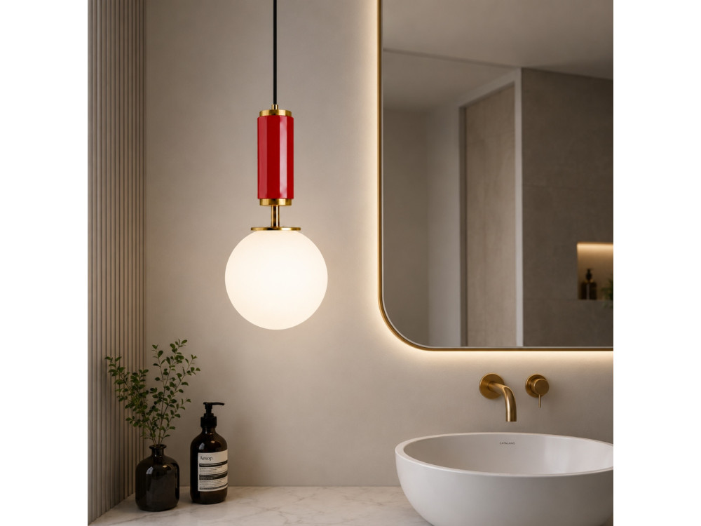 "Moira" Metal Pendant Light - 15 x 15 x 120 cm - Red
