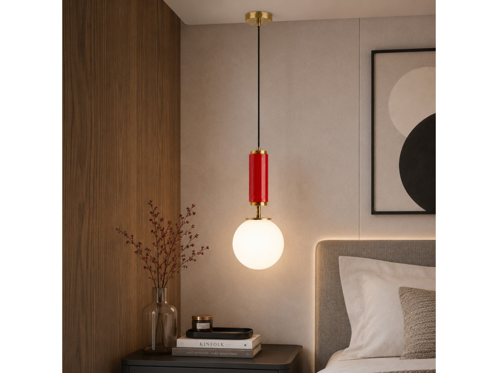 "Moira" Metal Pendant Light - 15 x 15 x 120 cm - Red