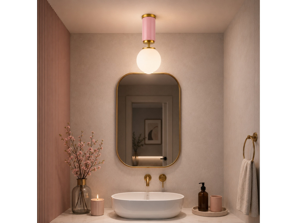 "Moira" Metal Ceiling Light - 15 x 15 x 38 cm - Pink
