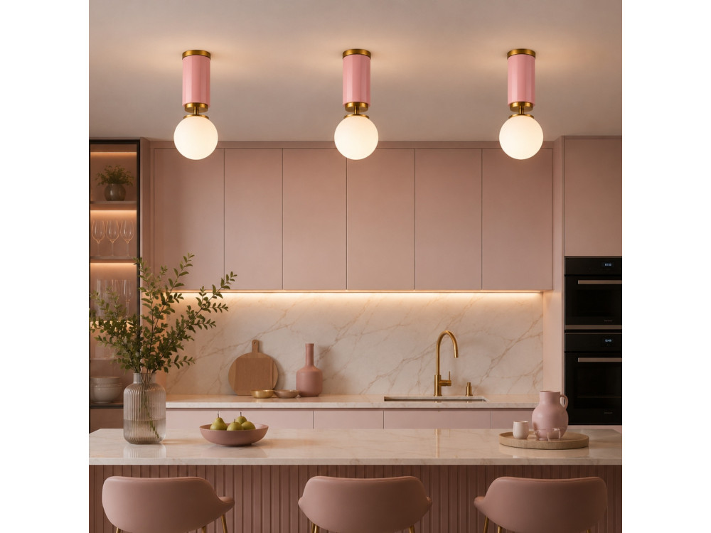 "Moira" Metal Ceiling Light - 15 x 15 x 38 cm - Pink