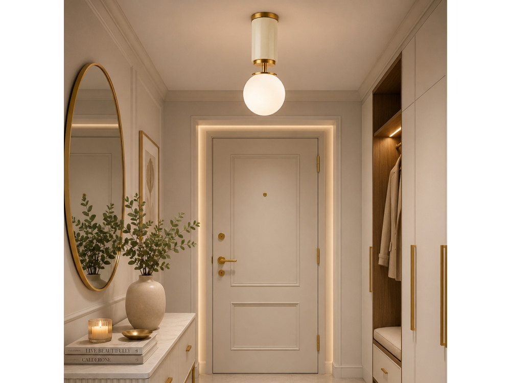 "Moira" Metal Ceiling Light - 15 x 15 x 38 cm - Beige