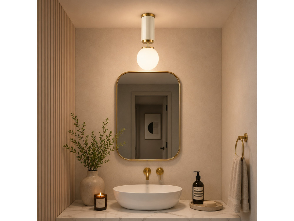 "Moira" Metal Ceiling Light - 15 x 15 x 38 cm - Beige