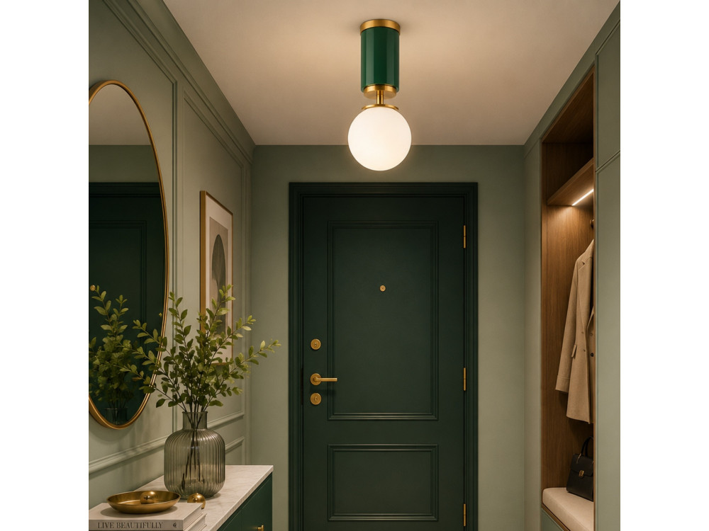 "Moira" Metal Ceiling Light - 15 x 15 x 38 cm - Green