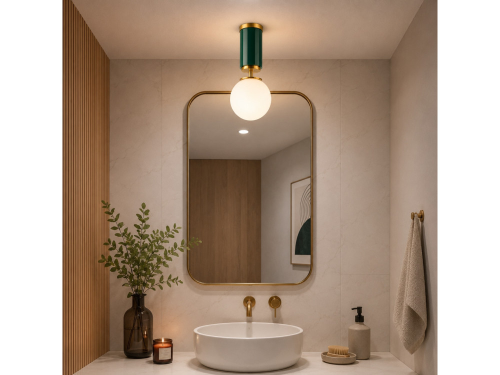"Moira" Metal Ceiling Light - 15 x 15 x 38 cm - Green