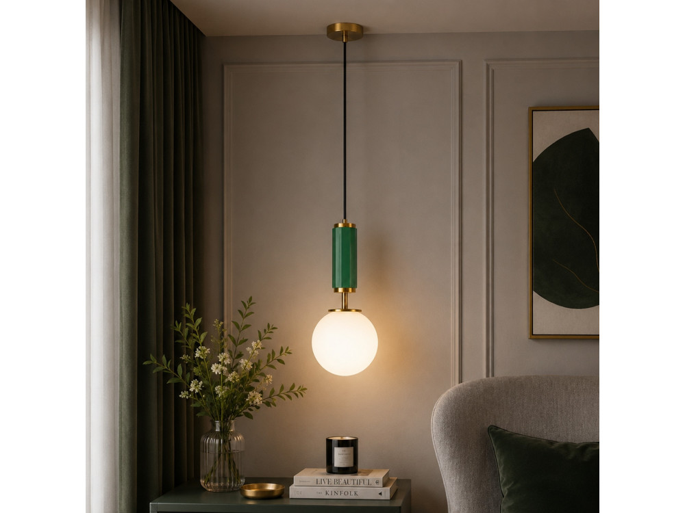 "Moira" Metal Pendant Light - 15 x 15 x 120 cm - Green