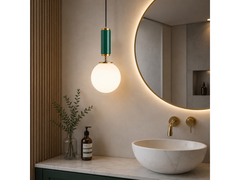 "Moira" Metal Pendant Light - 15 x 15 x 120 cm - Green