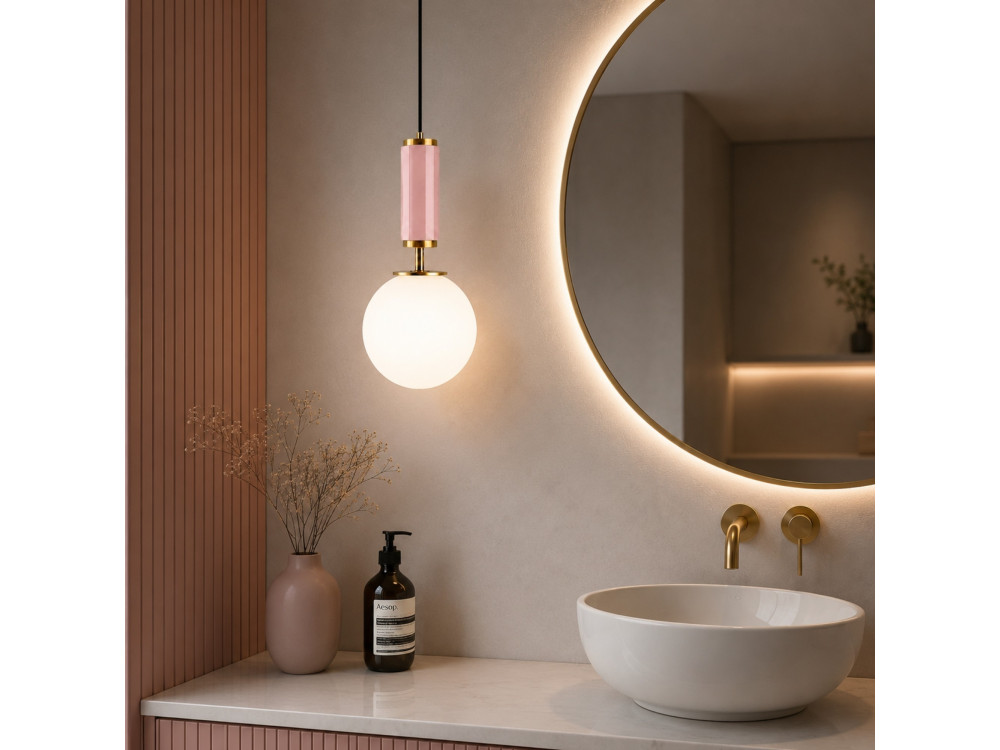 "Moira" Metal Pendant Light - 15 x 15 x 120 cm - Pink