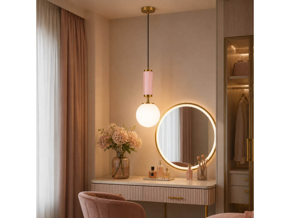 "Moira" Metal Pendant Light - 15 x 15 x 120 cm - Pink
