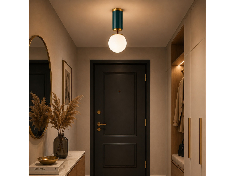 "Moira" Metal Ceiling Light - 15 x 15 x 38 cm - Green