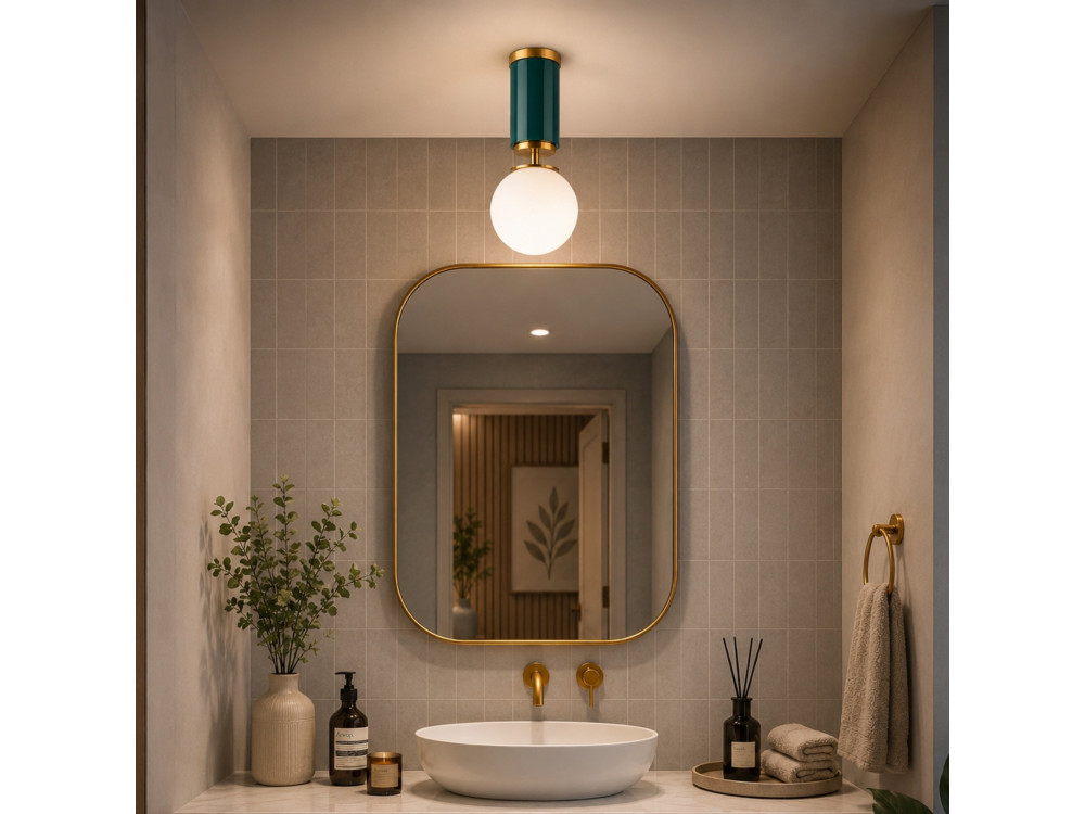 "Moira" Metal Ceiling Light - 15 x 15 x 38 cm - Green