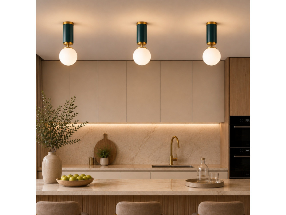 "Moira" Metal Ceiling Light - 15 x 15 x 38 cm - Green