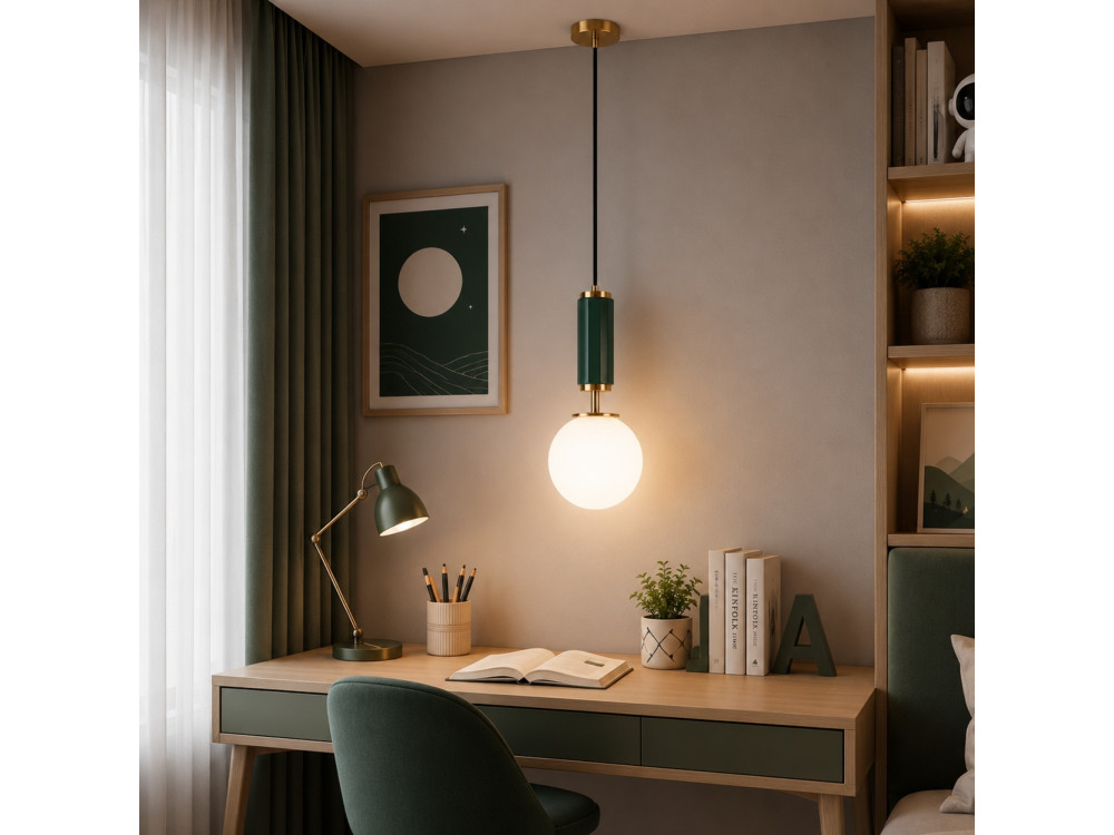 "Moira" Metal Pendant Light - 15 x 15 x 120 cm - Green