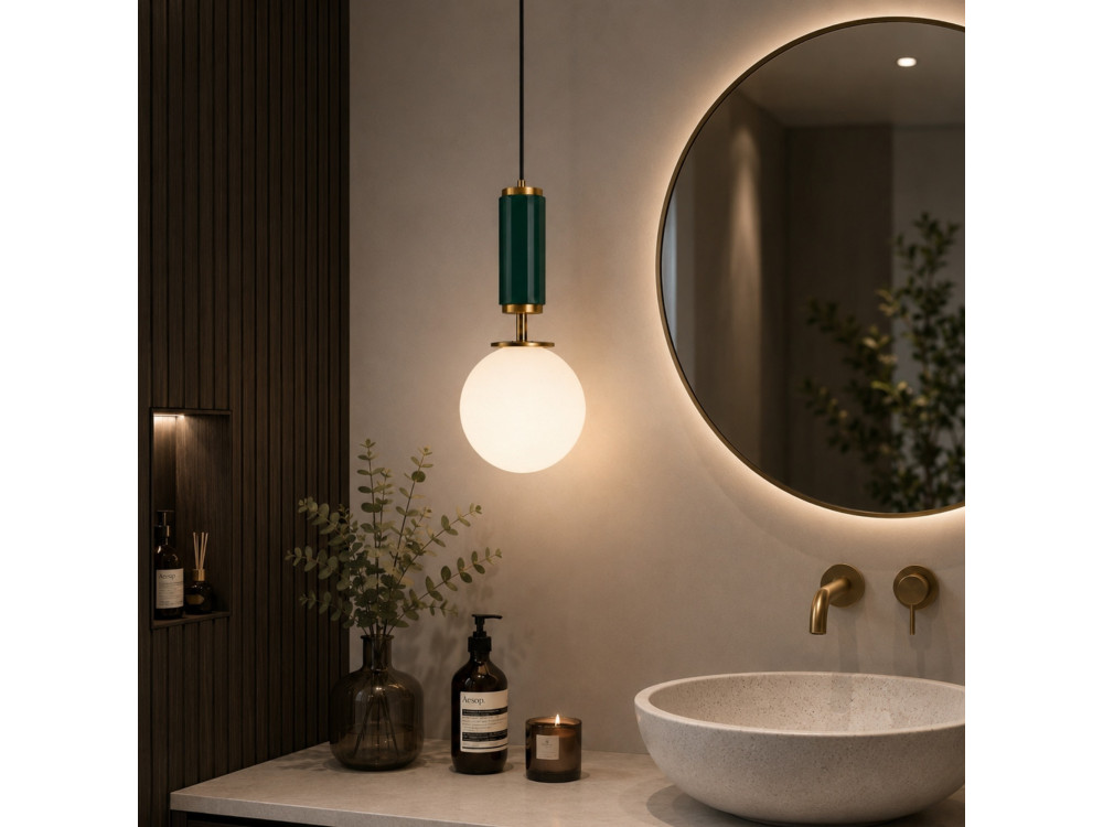 "Moira" Metal Pendant Light - 15 x 15 x 120 cm - Green