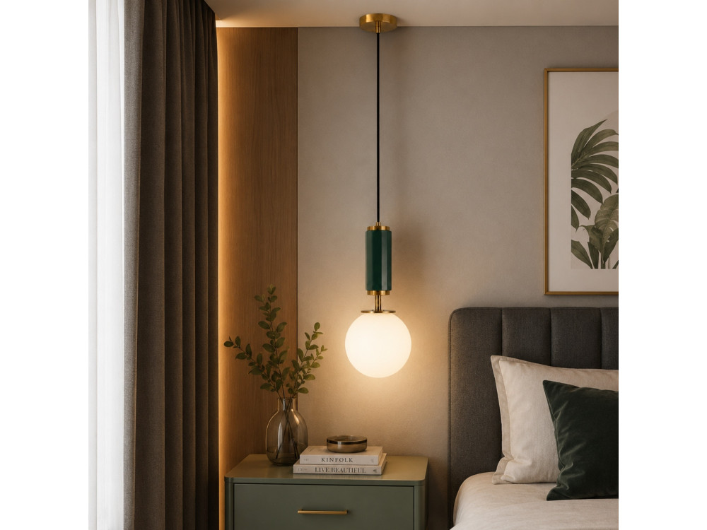 "Moira" Metal Pendant Light - 15 x 15 x 120 cm - Green