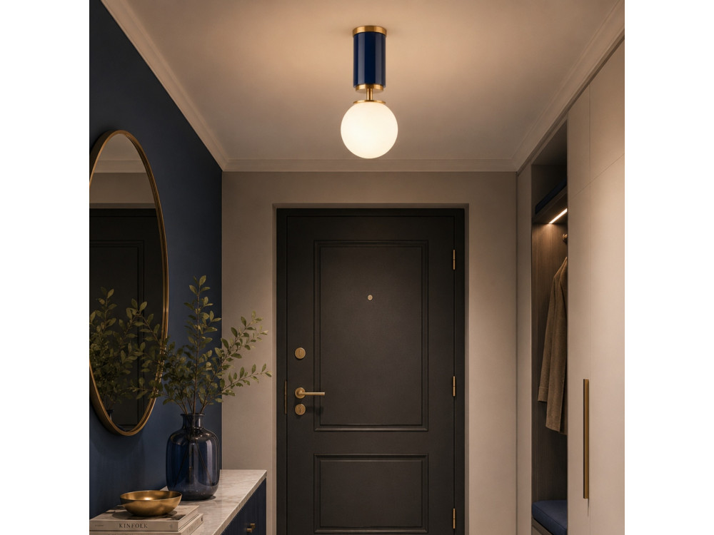 "Moira" Metal Ceiling Light - 15 x 15 x 38 cm - Blue
