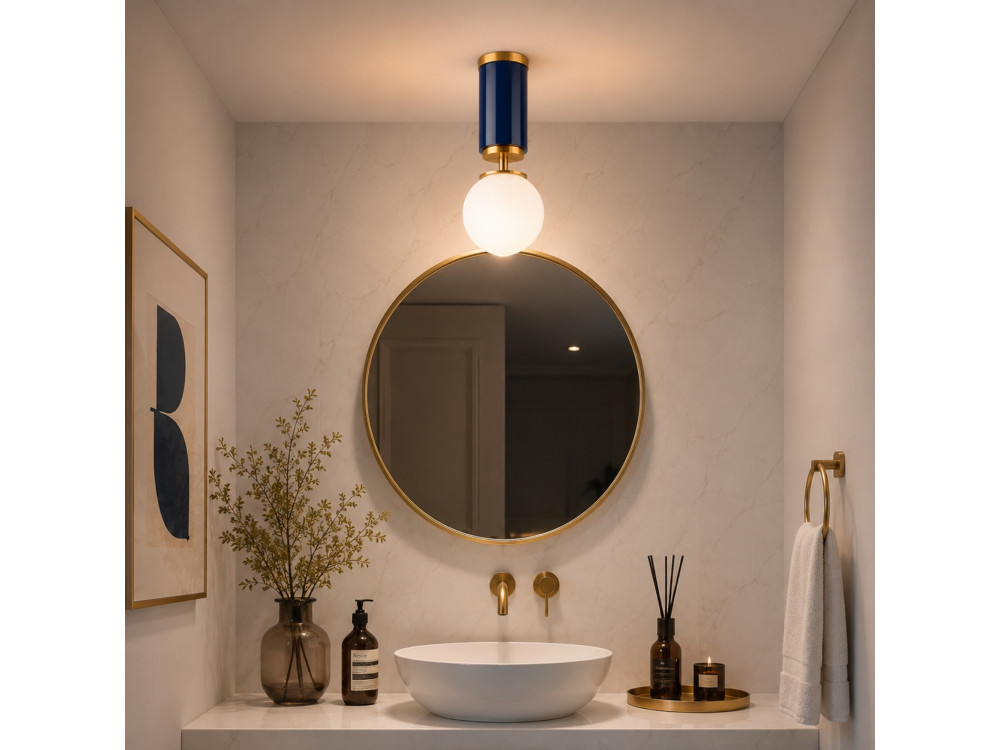 "Moira" Metal Ceiling Light - 15 x 15 x 38 cm - Blue