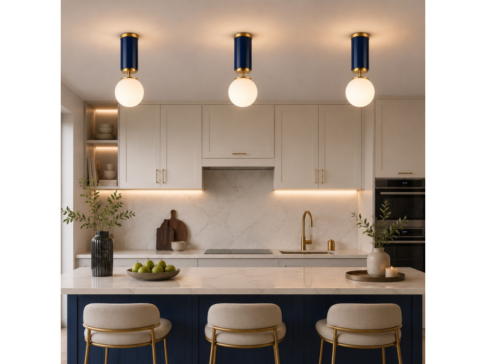 "Moira" Metal Ceiling Light - 15 x 15 x 38 cm - Blue