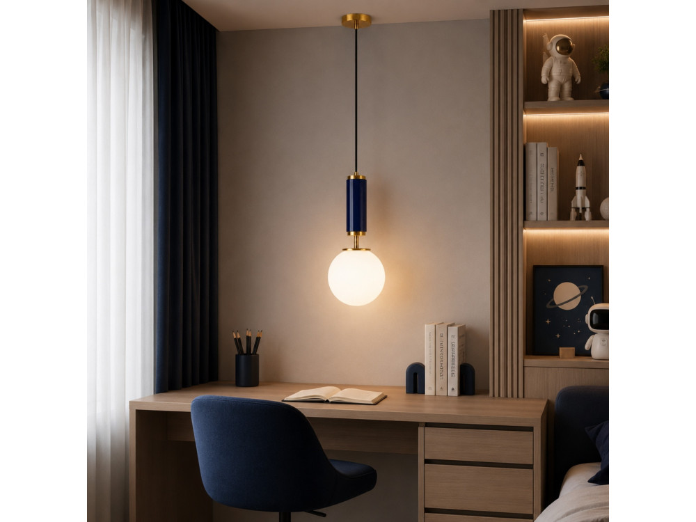 "Moira" Metal Pendant Light - 15 x 15 x 120 cm - Blue