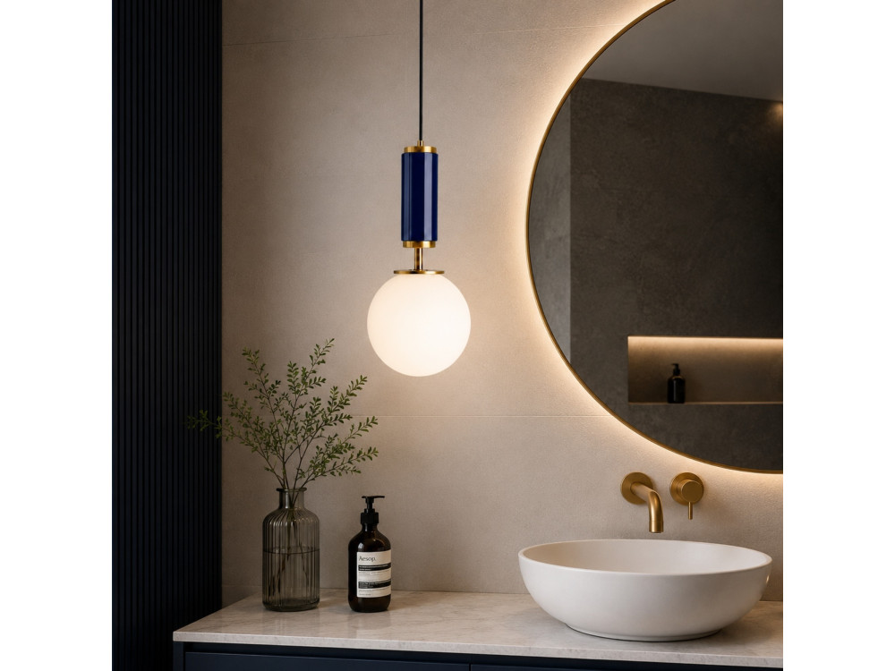 "Moira" Metal Pendant Light - 15 x 15 x 120 cm - Blue