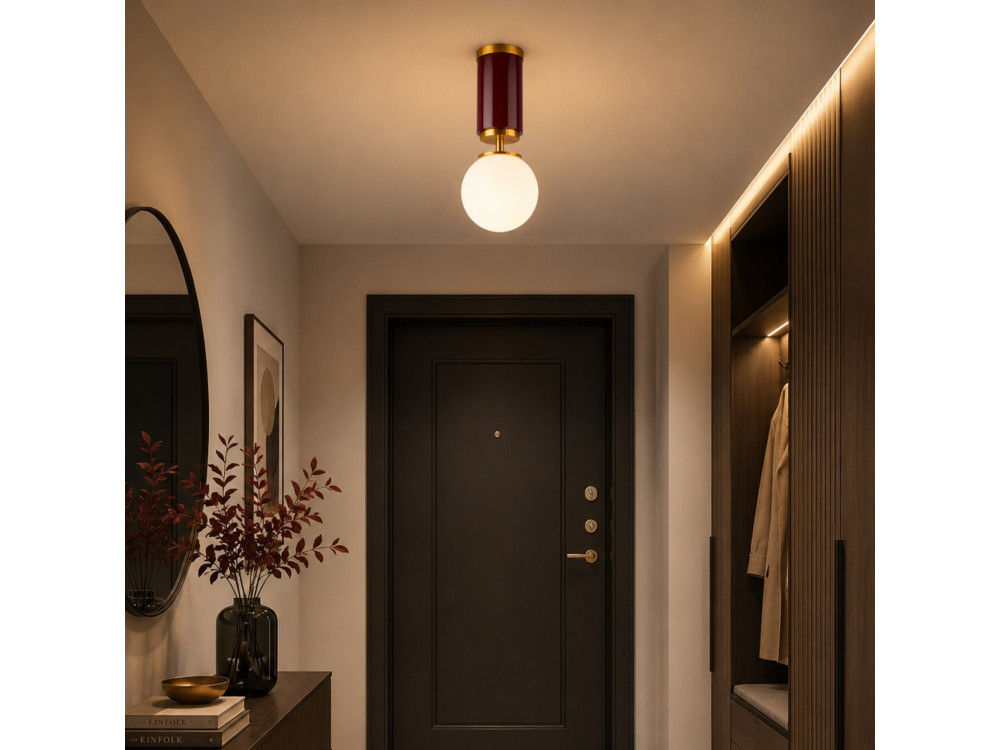 "Moira" Metal Ceiling Light - 15 x 15 x 38 cm - Red