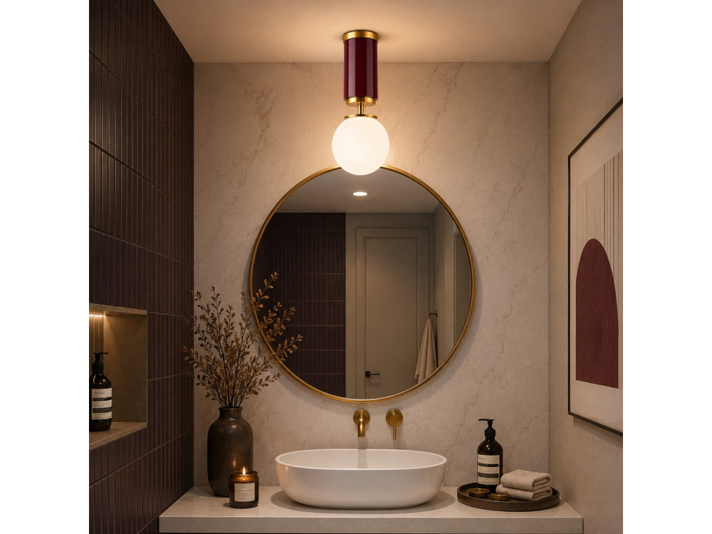"Moira" Metal Ceiling Light - 15 x 15 x 38 cm - Red