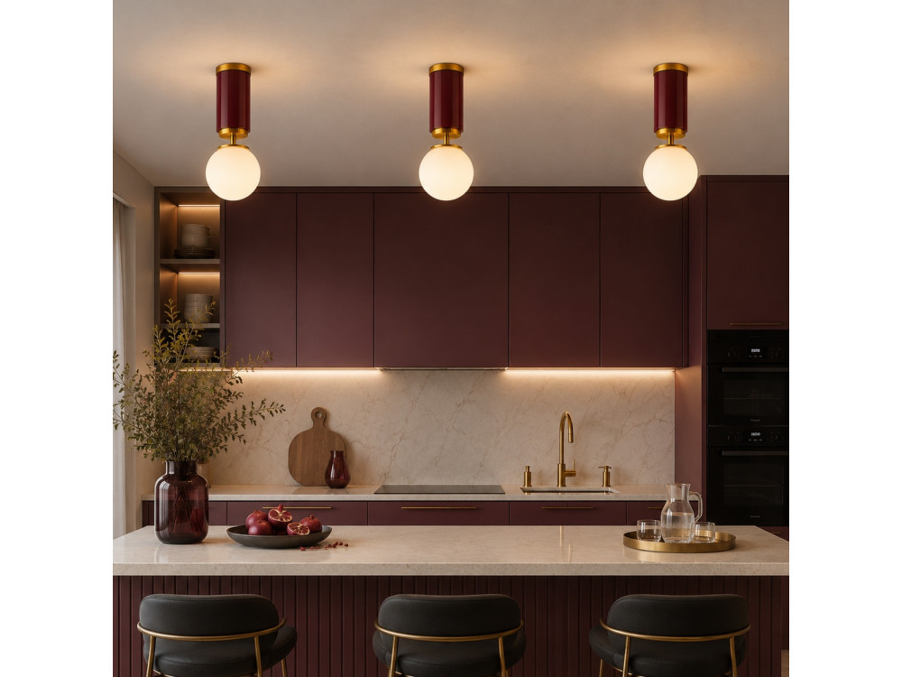 "Moira" Metal Ceiling Light - 15 x 15 x 38 cm - Red