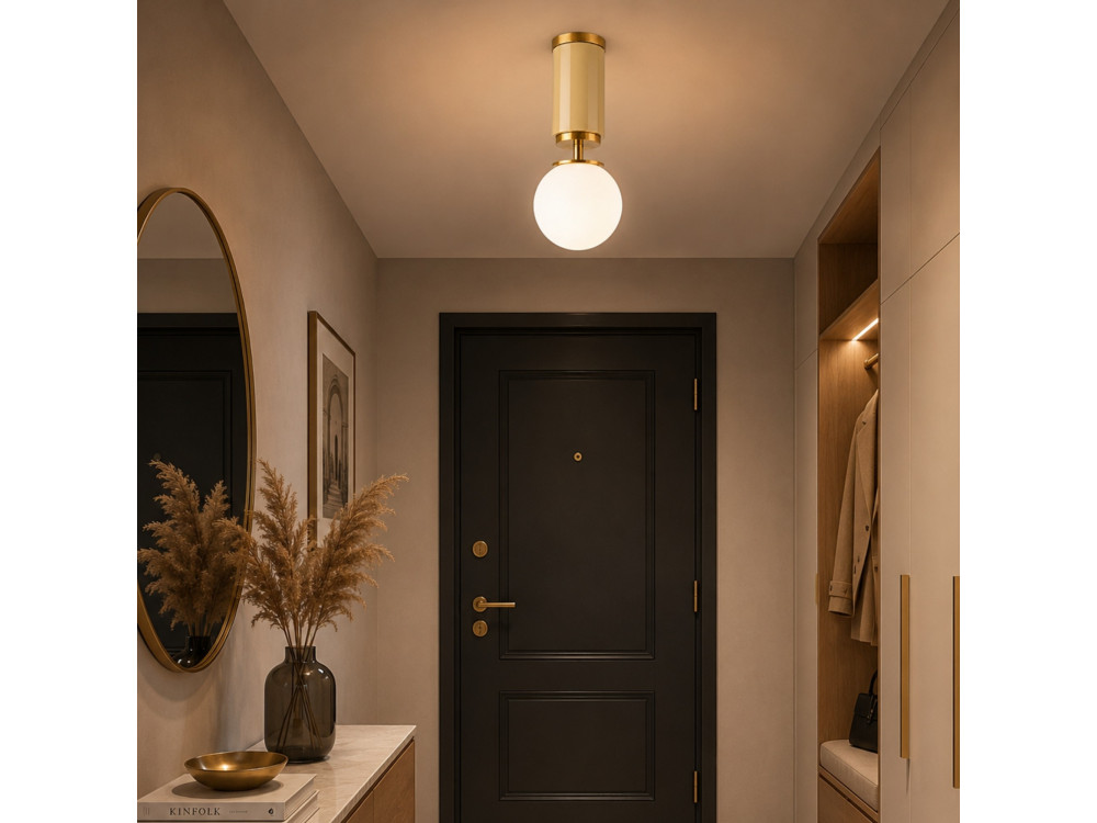 "Moira" Metal Ceiling Light - 15 x 15 x 38 cm - Yellow