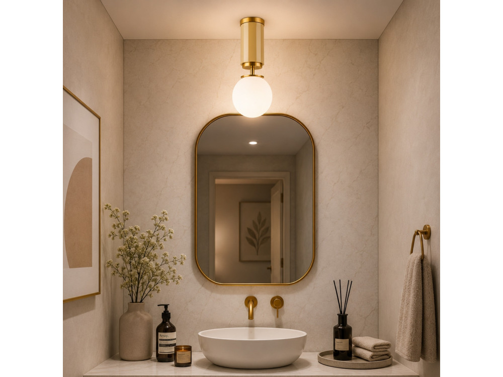 "Moira" Metal Ceiling Light - 15 x 15 x 38 cm - Yellow