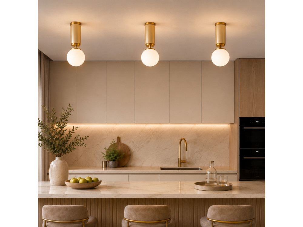 "Moira" Metal Ceiling Light - 15 x 15 x 38 cm - Yellow