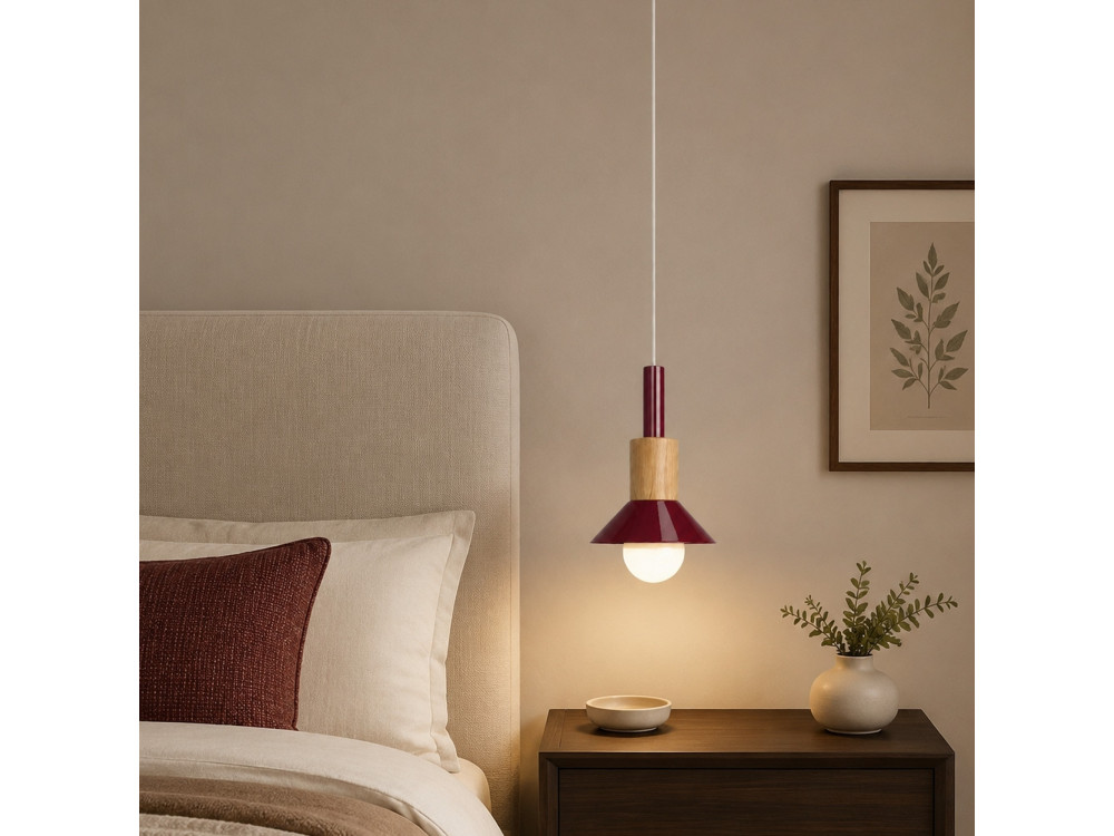 "Elwood" Metal Pendant Light - 14 x 26 cm - Red