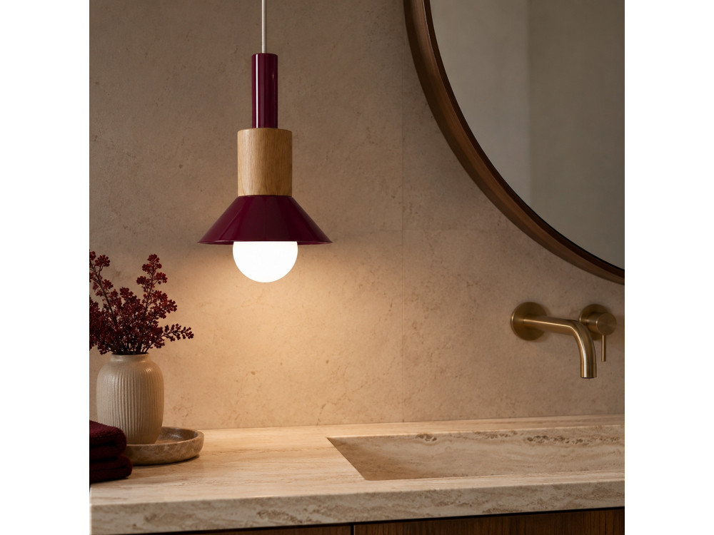 "Elwood" Metal Pendant Light - 14 x 26 cm - Red