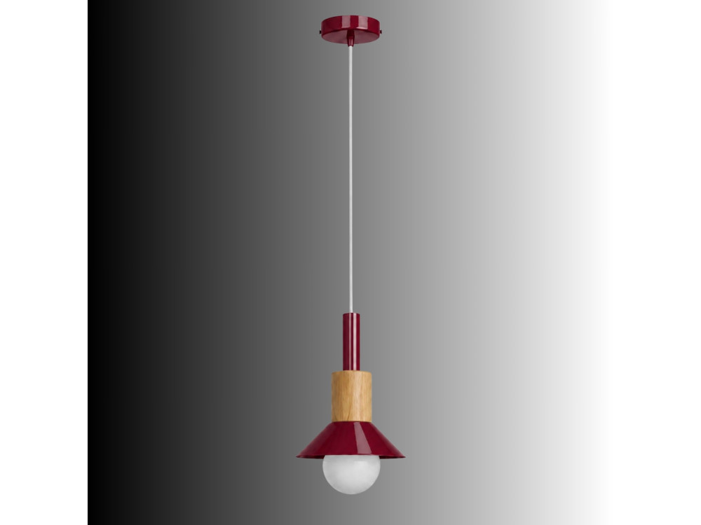 "Elwood" Metal Pendant Light - 14 x 26 cm - Red