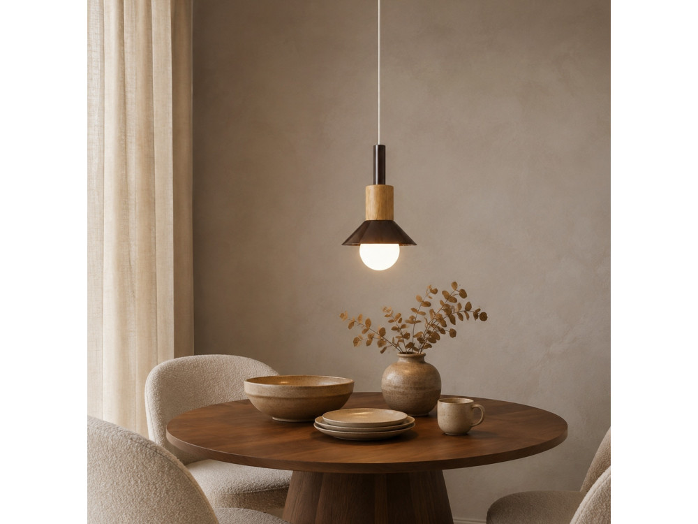 "Elwood" Metal Pendant Light - 14 x 26 cm - Brown