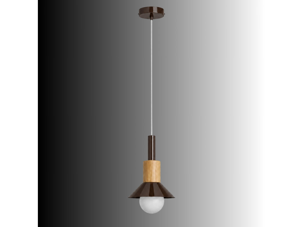 "Elwood" Metal Pendant Light - 14 x 26 cm - Brown