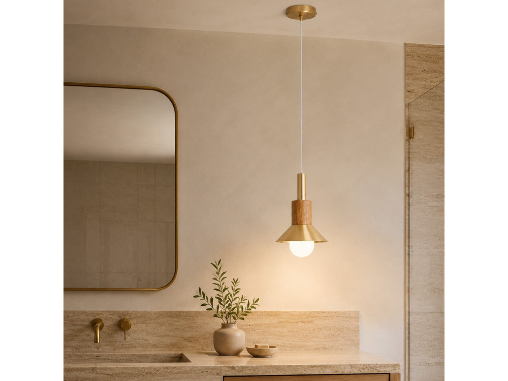 "Elwood" Metal Pendant Light - 14 x 26 cm - Yellow