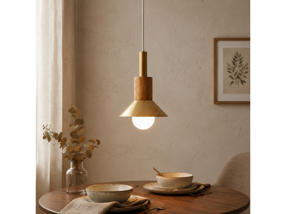 "Elwood" Metal Pendant Light - 14 x 26 cm - Yellow