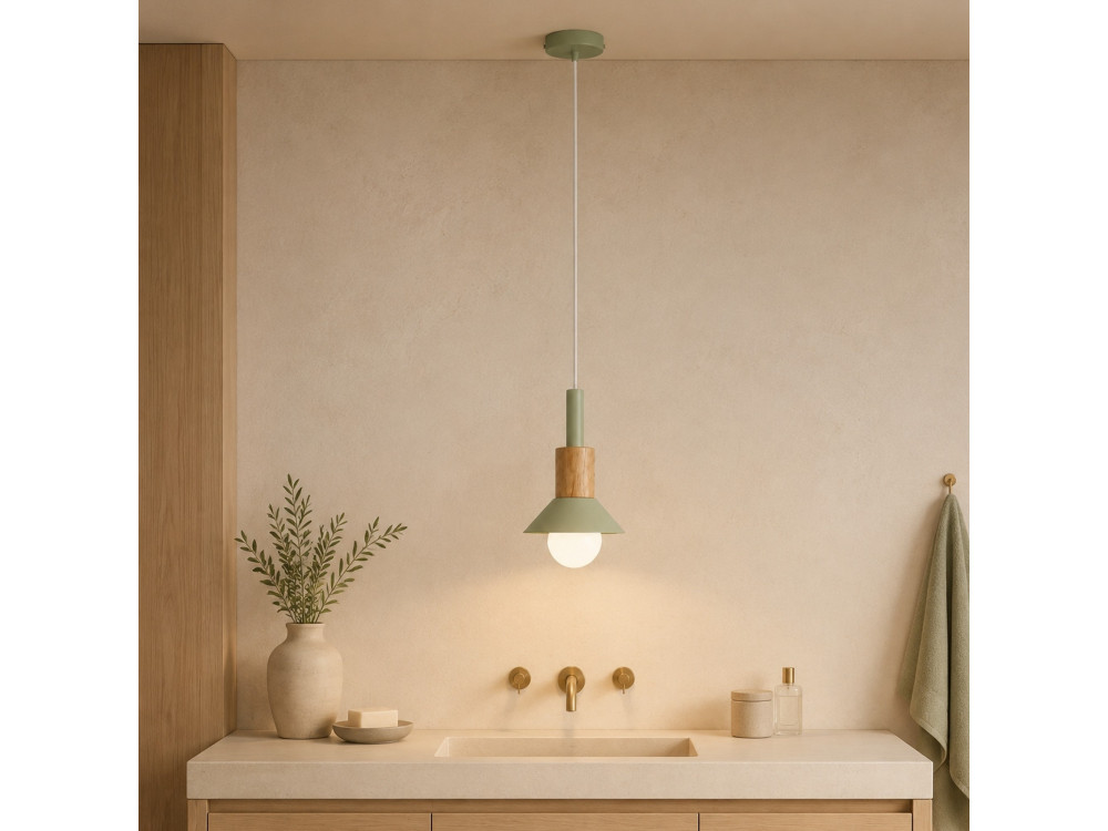 "Elwood" Metal Pendant Light - 14 x 26 cm - Green