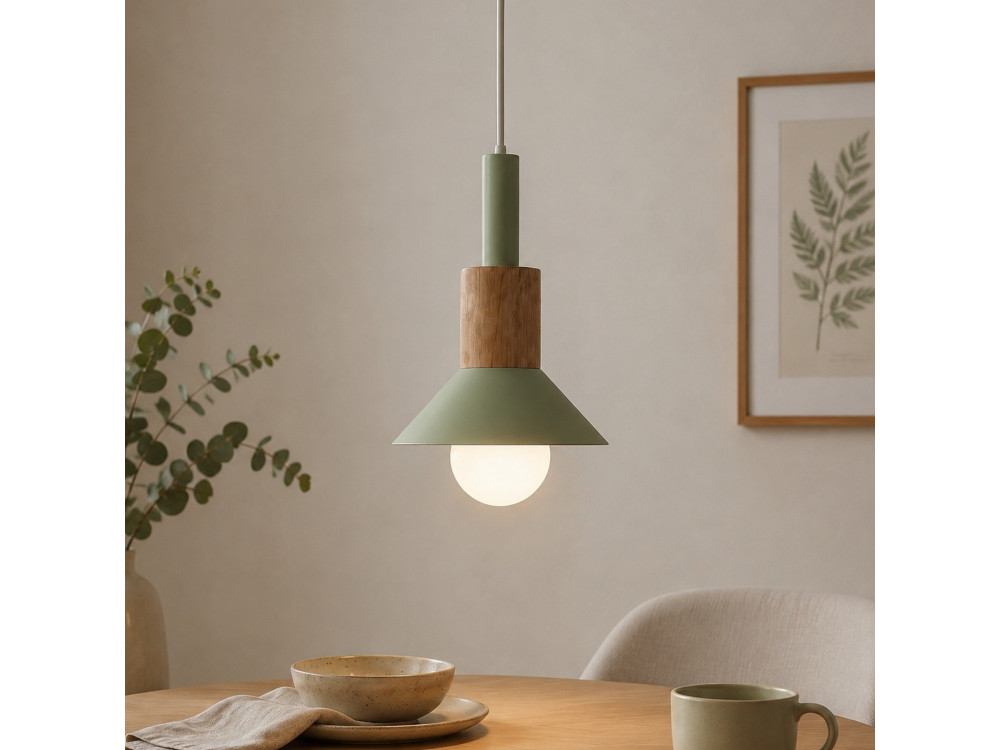 "Elwood" Metal Pendant Light - 14 x 26 cm - Green