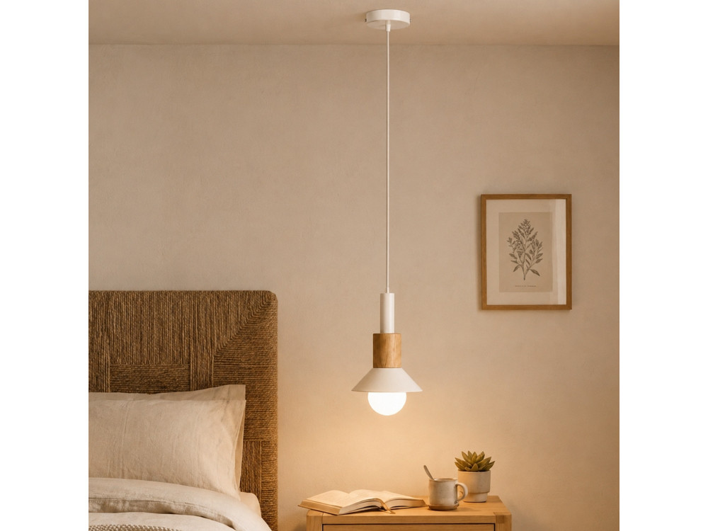 "Elwood" Metal Pendant Lamp - 10 x 25 cm - Beige