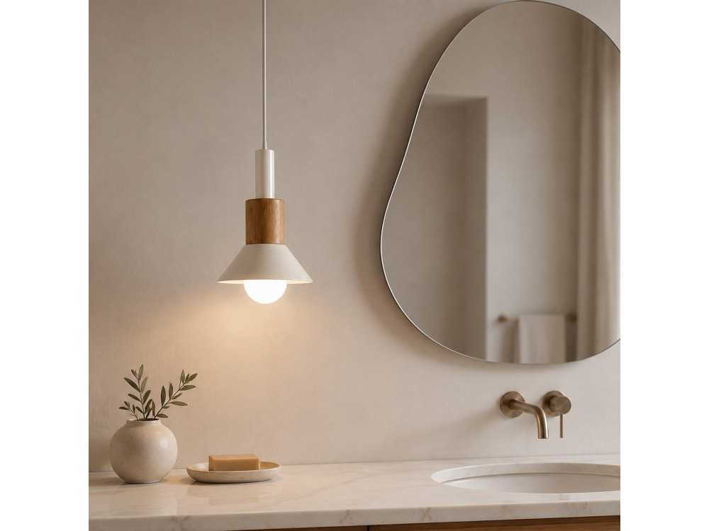 "Elwood" Metal Pendant Lamp - 10 x 25 cm - Beige