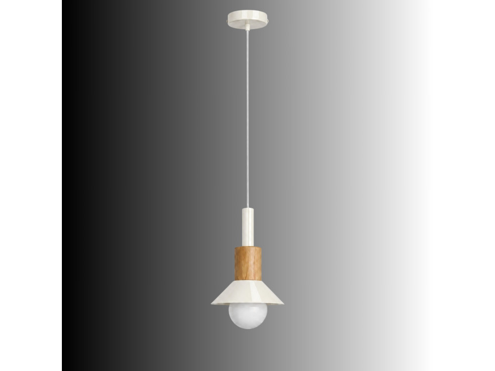"Elwood" Metal Pendant Lamp - 10 x 25 cm - Beige
