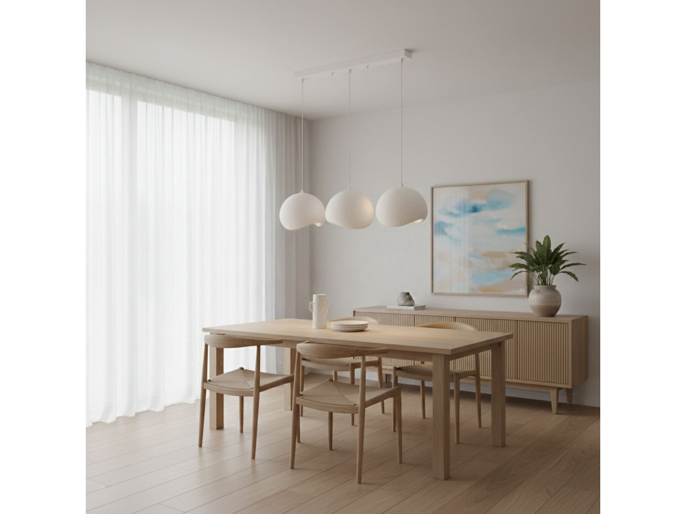 "Yontu" Metal Chandelier - 27 x 30 x 65 cm - White
