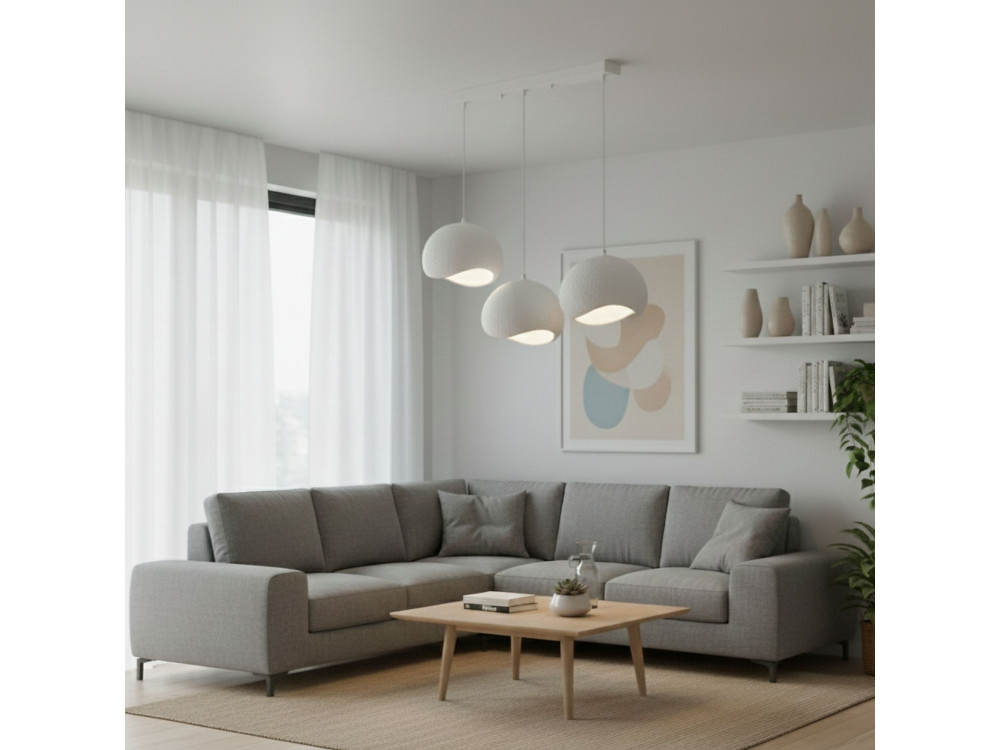 "Yontu" Metal Chandelier - 27 x 30 x 65 cm - White