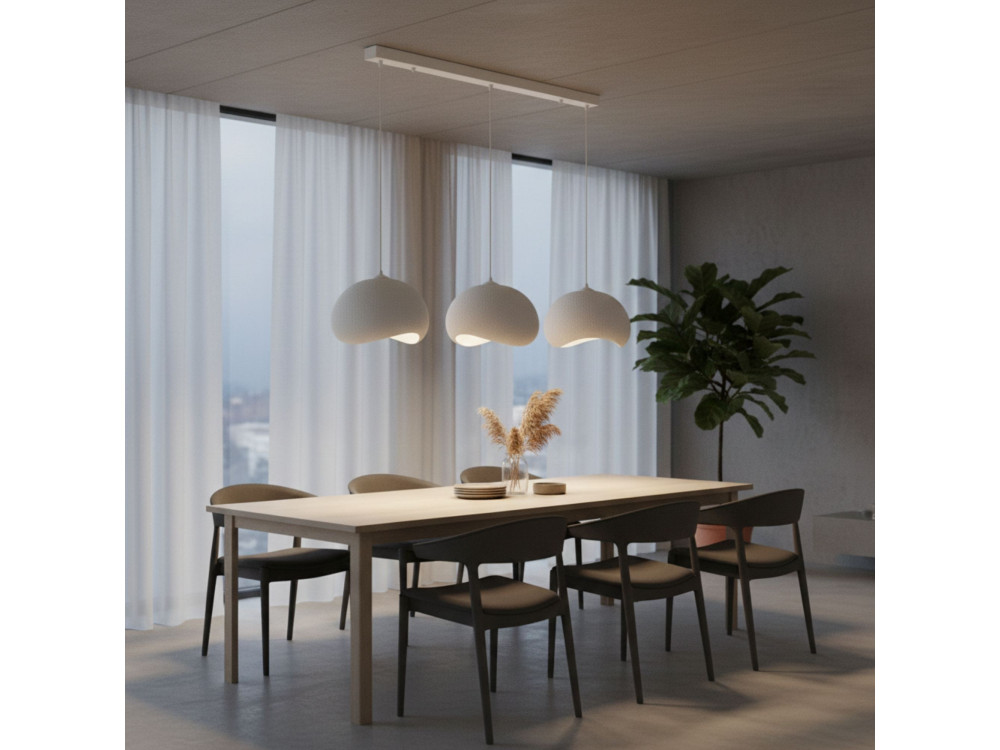 "Yontu" Metal Chandelier - 27 x 30 x 65 cm - White