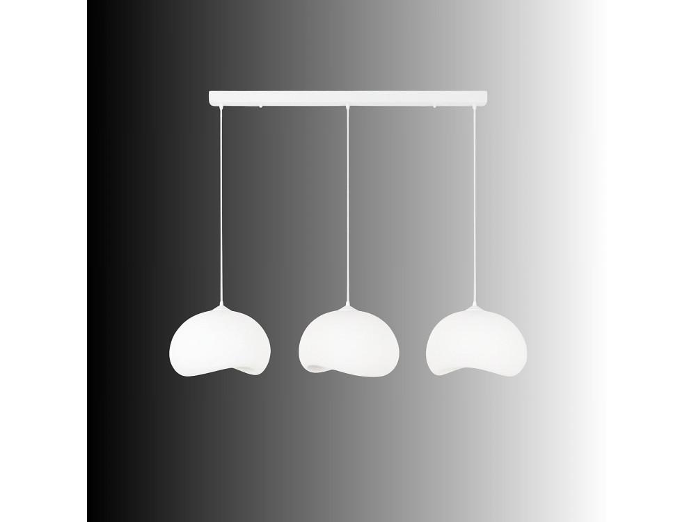 "Yontu" Metal Chandelier - 27 x 30 x 65 cm - White