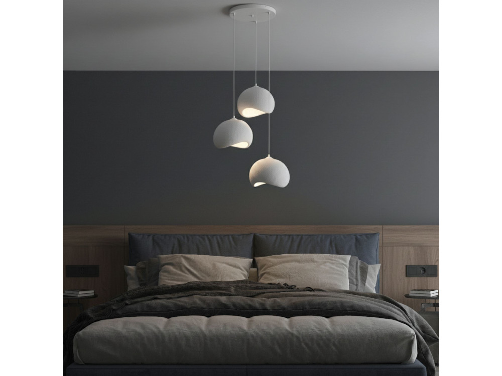 "Yontu" Metal Chandelier - 55 x 29 x 120 cm - White