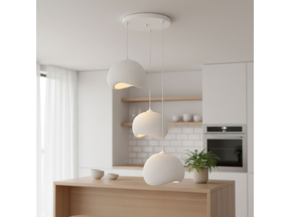"Yontu" Metal Chandelier - 55 x 29 x 120 cm - White