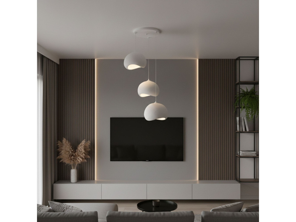 "Yontu" Metal Chandelier - 55 x 29 x 120 cm - White